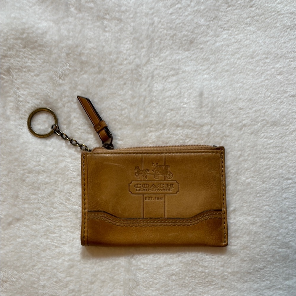 Coach Brown Leather Keychain Pouch/ Card holder/ Coin Pouch